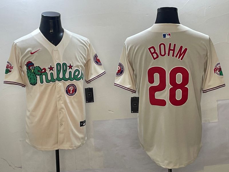 Men Philadelphia Phillies #28 Bohm Cream Three generations Joint Name Game 2025 Nike MLB Jersey style 6